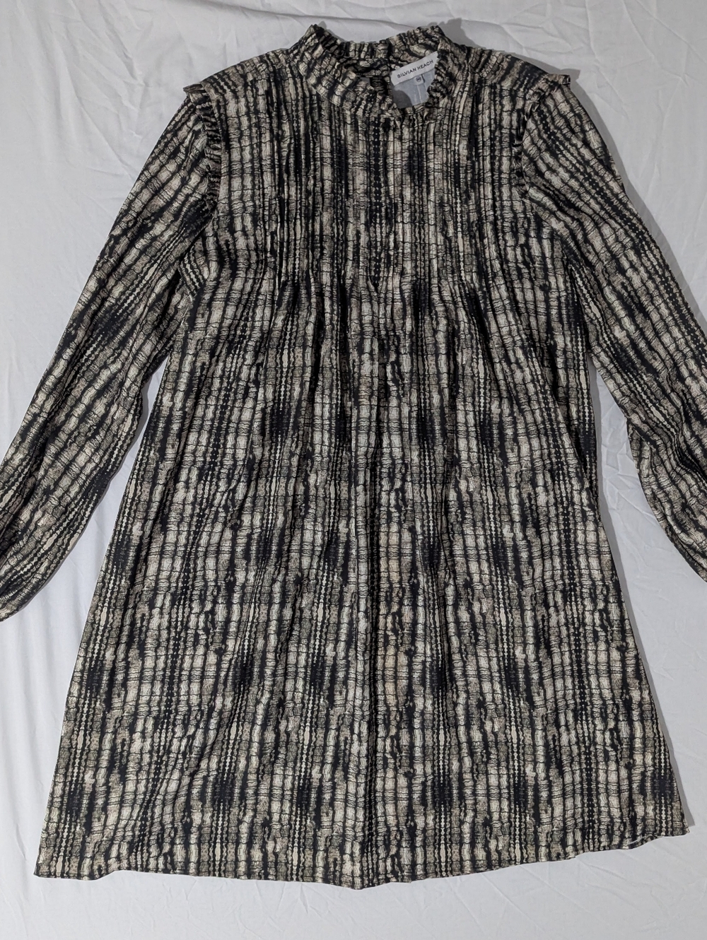 Silvian Heach Women's Black and White Striped Tie Dye Dress Size XS